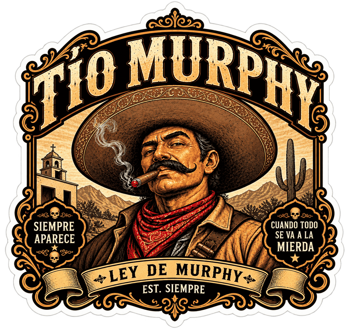 Tío Murphy 4″ Die-Cut Sticker — Murphy’s Law / Ley de Murphy